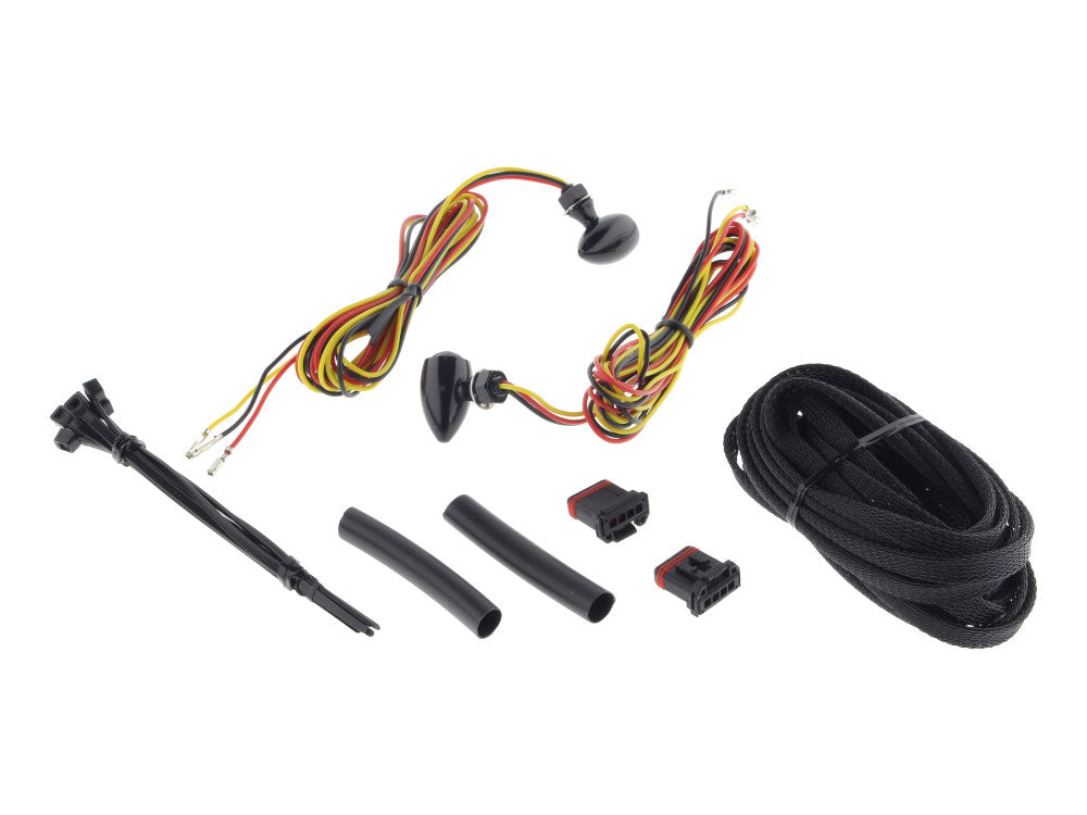 Micro Bullet Dual Function Rear Turn Signals - Red Brake & Amber Turn - Black.