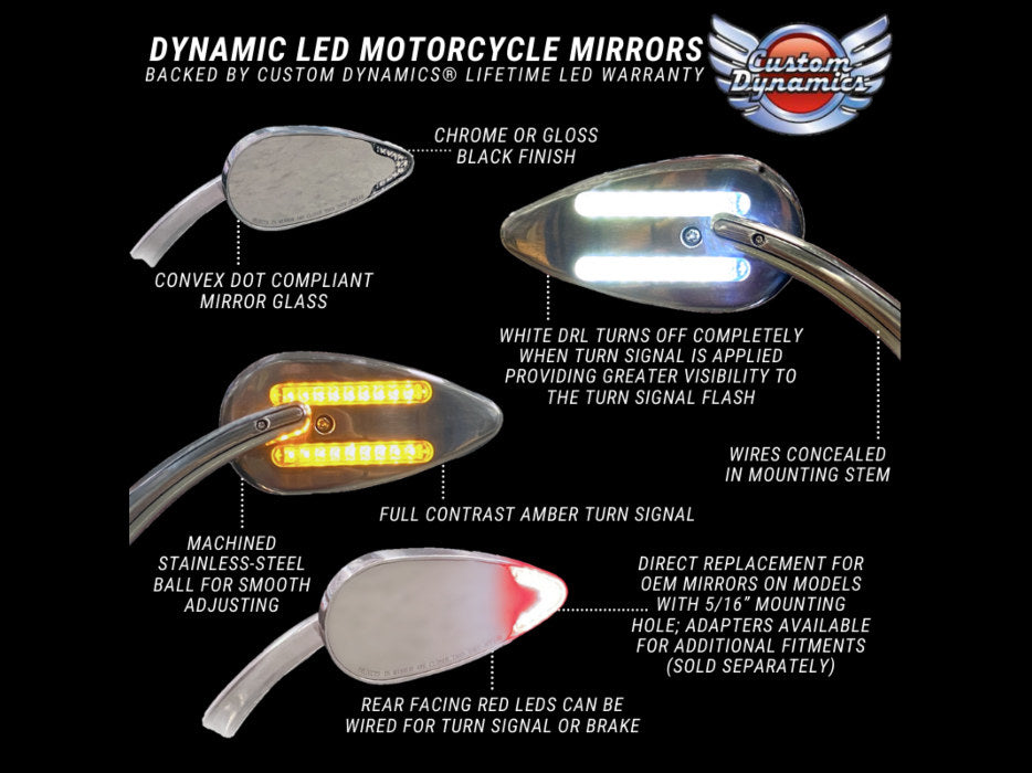 Dynamic LED Mirrors Run/Brake/Turn - Chrome.