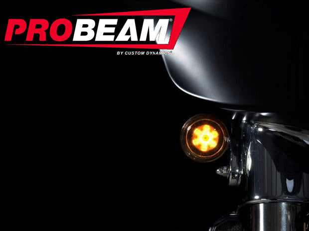 ProBeam LED Front Turn Signal Inserts. Amber Turn, White Run with Smoke Lenses. Fits most 2002up Models.