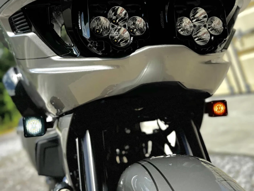 Shark Demon Turn Signals - Black. Fits Road Glide 2024up & CVO Road Glide (Inc 'ST') 2023up.