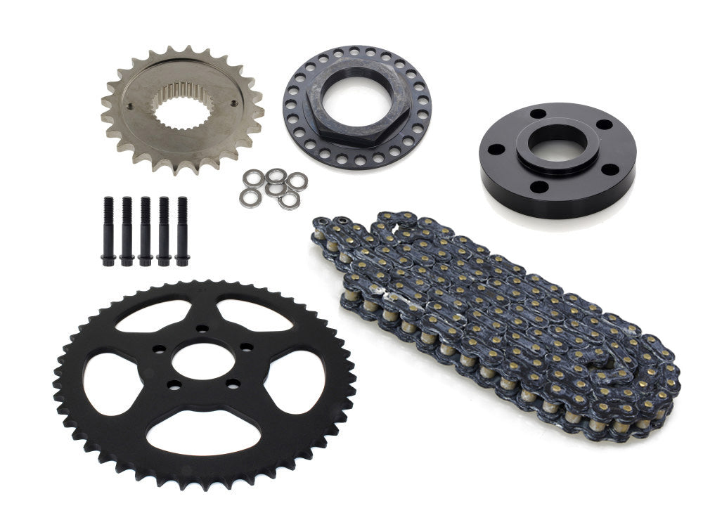 Rear Drive Belt to Chain Conversion. Fits Softail Rocker 2008-2011 & Breakout 2013-2017. Black Rear Sprocket. Final Drive Ratio = 2.125:1