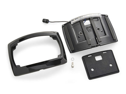 Curved Number Plate Frame with Number Plate Light Only - Gloss Black. Fits CVO Touring 2023up & Street Glide & Road Glide 2024up