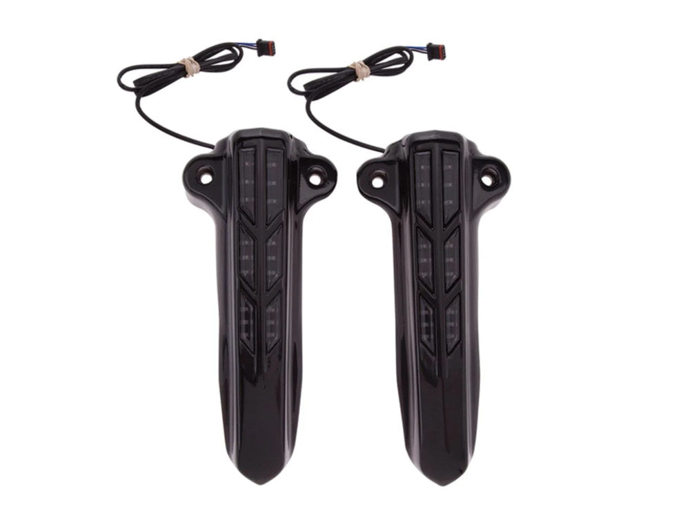 Forkini Lower LED Fork Leg Covers - Black. Fits Touring 2014up