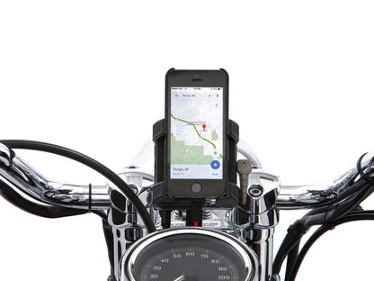 Premium Smartphone / GPS Holder with Charger - Chrome Clamp Suits 1-1/4in. Bars