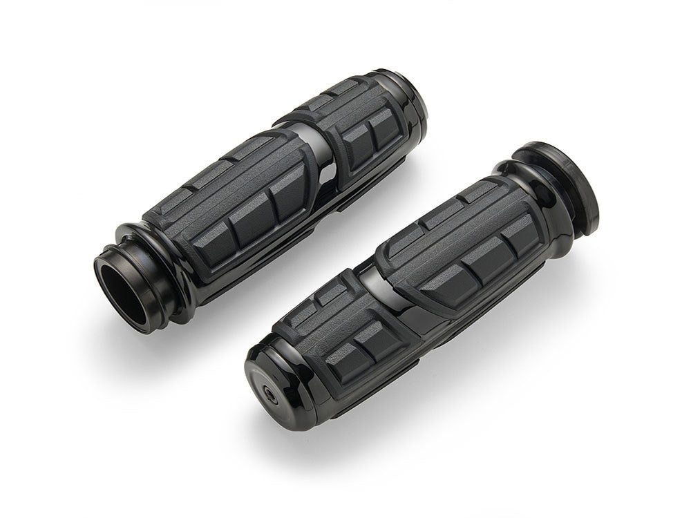 Chicane Handgrips - Black. Fits Big Twin 2008-2024 with Throttle-by-Wire