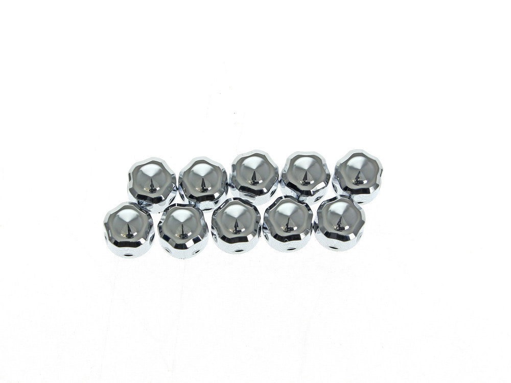 Diamond Cut Bolt Covers - Chrome. Fits Socket Head Bolt with 1/4in. Thread. Pack of 10