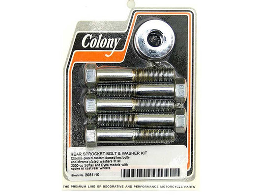 Rear Pulley or Sprocket Bolts - Chrome Hex Head. 7/16in.-14 x 2.25in.