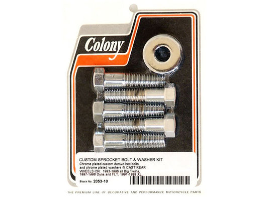 Rear Pulley or Sprocket Bolts - Chrome Hex Head. 7/16in.-14 x 1.75in.