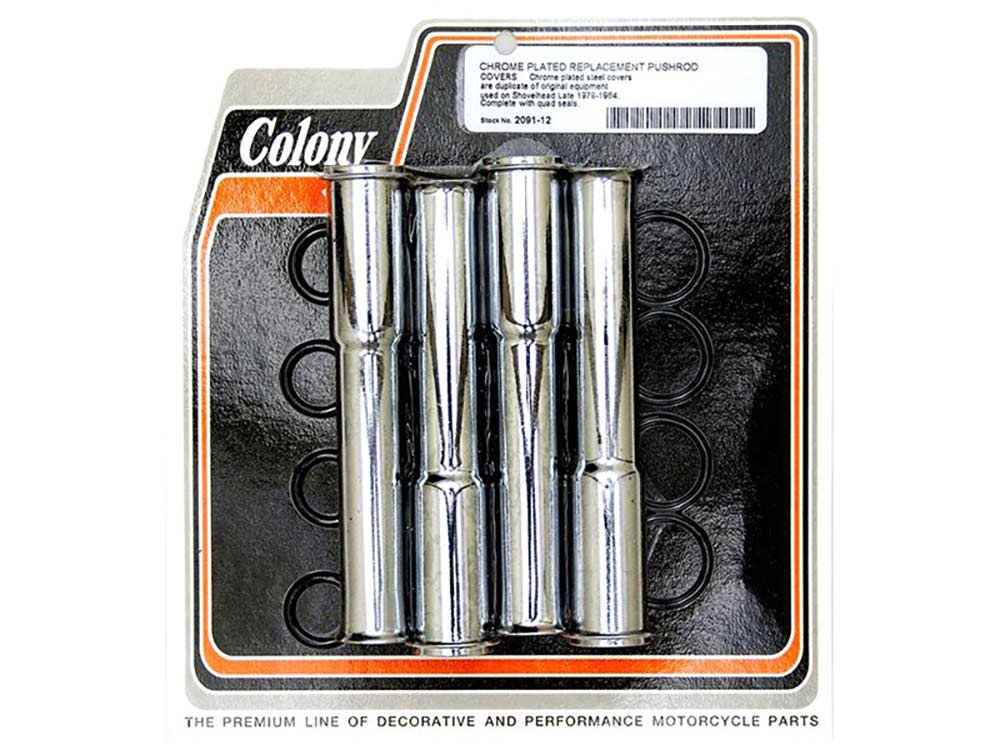Lower Pushrod Covers - Chrome. Fits Shovel Big Twin Late 1979-1984.