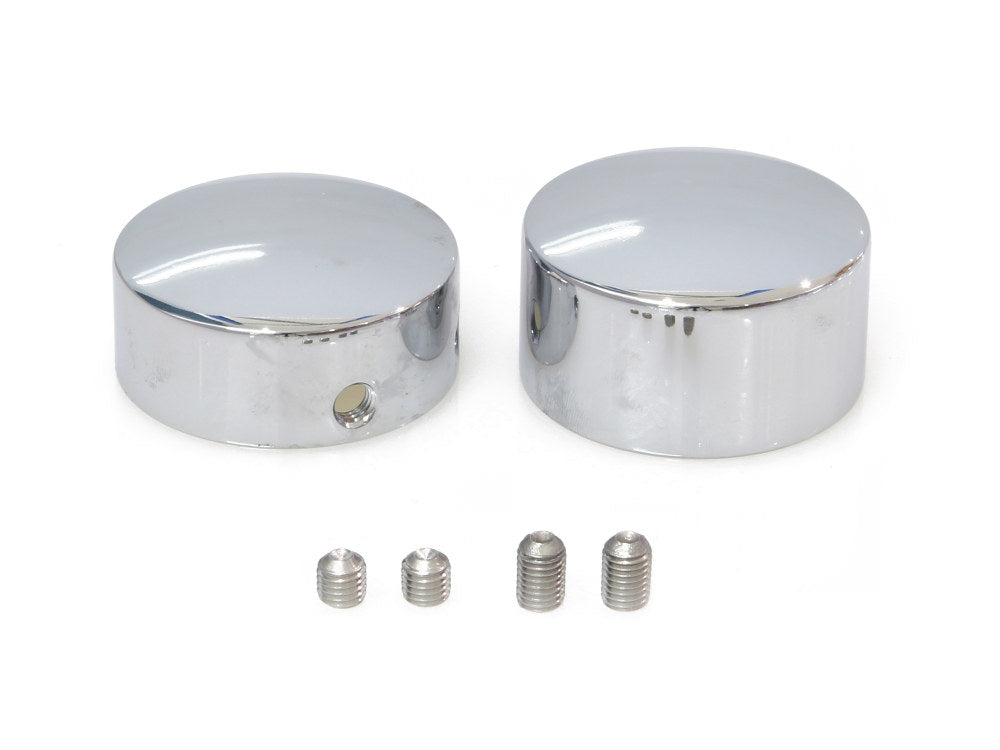 Swingarm Pivot Bolt Covers - Chrome. Fits Softail 2000-2007.