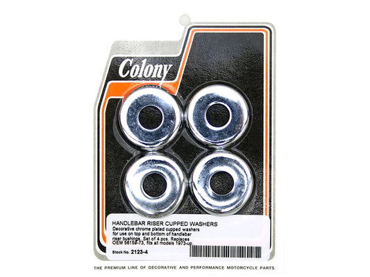 Handle Bar Riser Washers - Chrome. Fits Big Twin 1973up & Sportster 1973-2021.