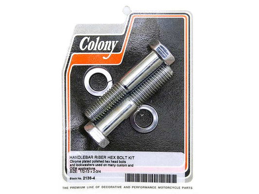 Hex Head 1/2-13 x 2-3/4in. Riser Bolts - Chrome.