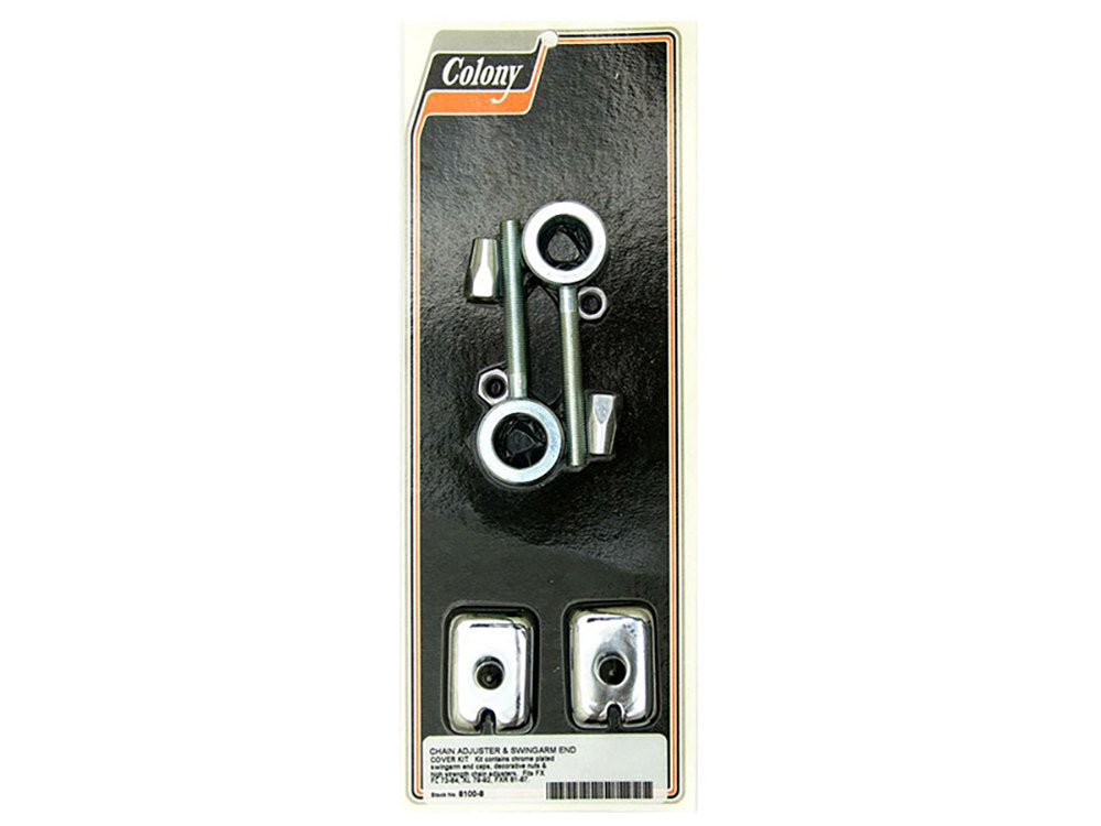Rear Axle Adjusting Kit - Chrome. Fits FX & FL 1973-1984, Sportster 1979-1992, FXR 1982-1994 & FXST 1984-1985.
