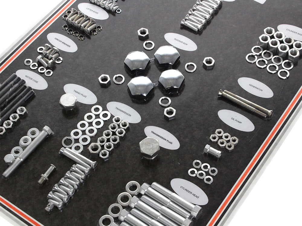 Complete Stock Hardware Kit - CAD Plated. Fits Big Twin 1940-1947 with Knuckle Engine
