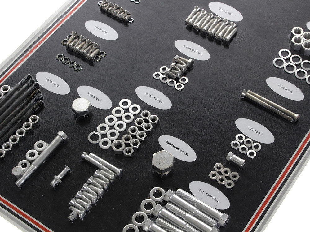 Complete Stock Hardware Kit - CAD Plated. Fits Big Twin 1948-1957 with Panhead Engine