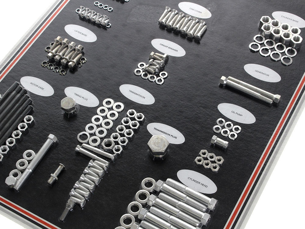 Complete Stock Hardware Kit - CAD Plated. Fits Big Twin 1958-1965 with Panhead Engine