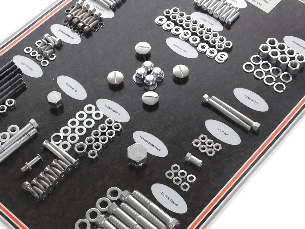 Complete Stock Hardware Kit - CAD Plated. Fits Big Twin 1966-1969 with Shovelhead Engine