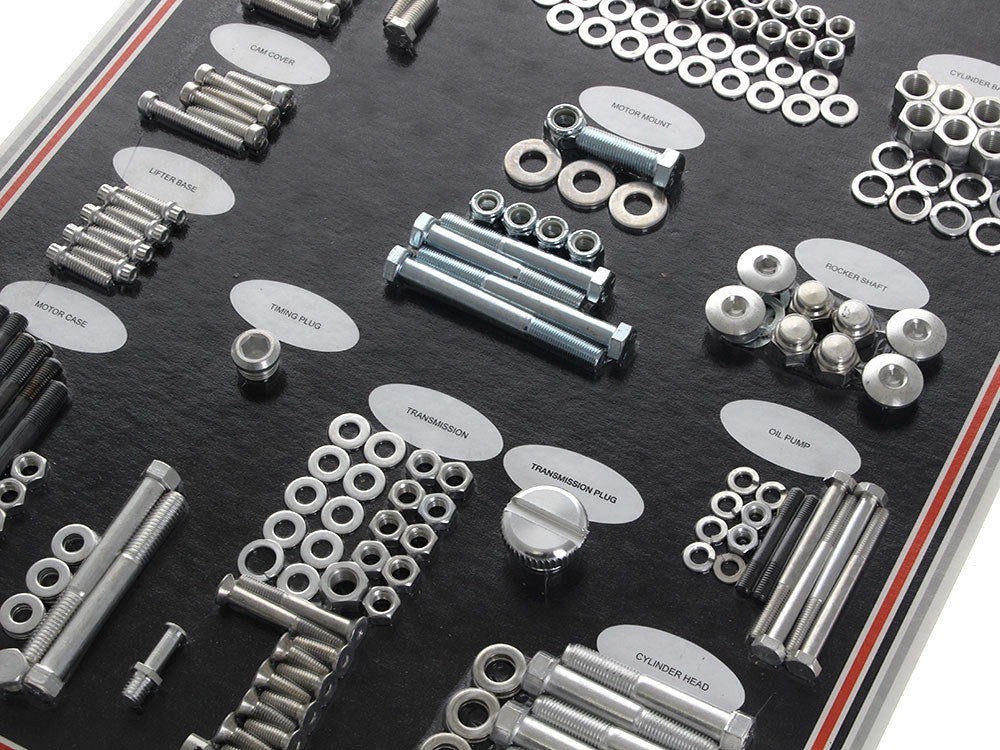 Complete Stock Hardware Kit - CAD Plated. Fits Big Twin 1976-1978 with Shovelhead Engine