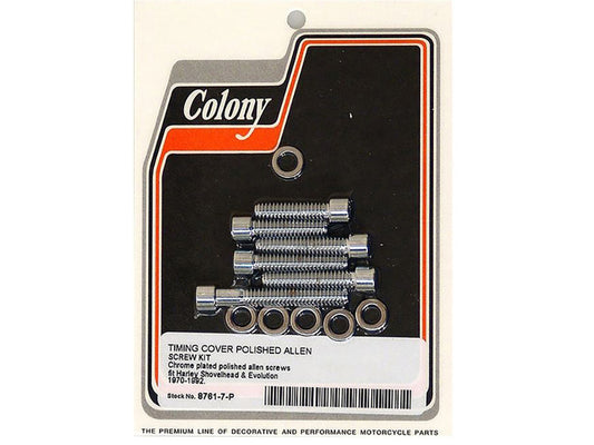 Polished Allen Head Cam Cover Bolts - Chrome. Fits Big Twin 1970-1992.