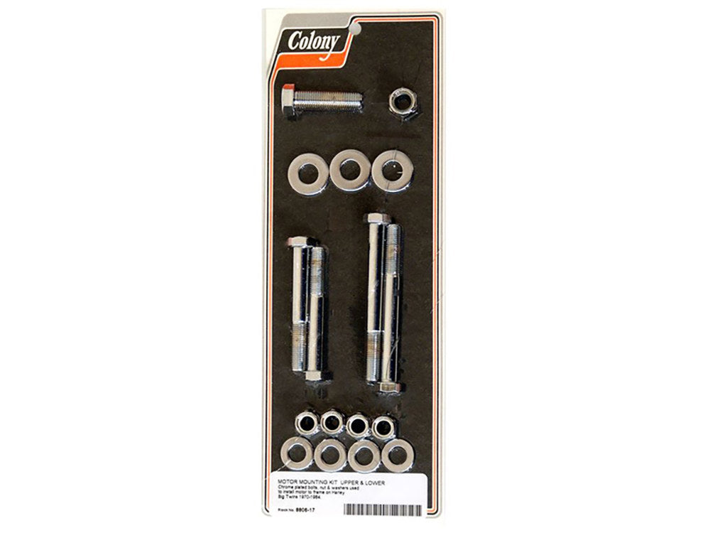 Upper & Lower Engine Mount Bolt Kit - Chrome. Fits Big Twin 1970-1984.