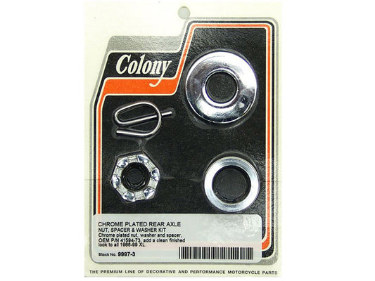 Rear Axle Spacer Kit with Chrome Finish. Fits Sportster 1986-1999