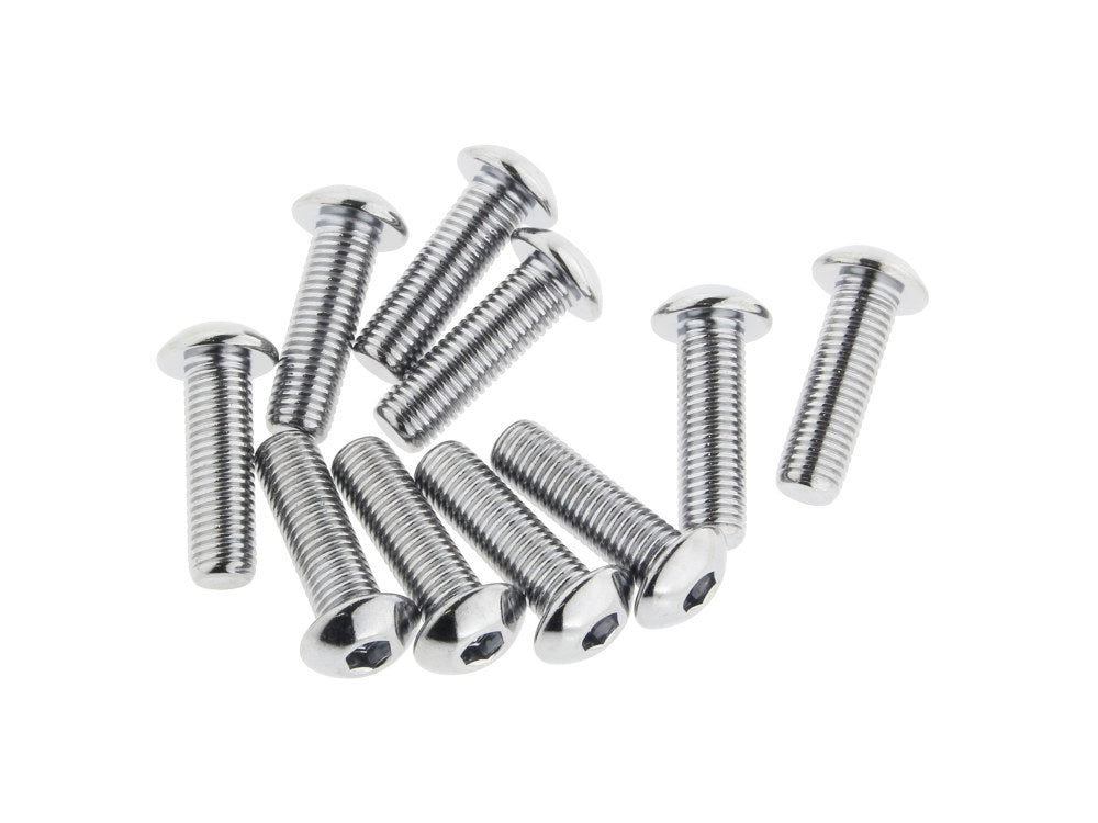 5/16-24 x 1in. UNF Button Head Allen Bolts - Chrome. Pack 10.