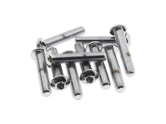 1/4-28 x 1-1/4in. UNF Button Head Allen Bolts - Chrome. Pack 10.