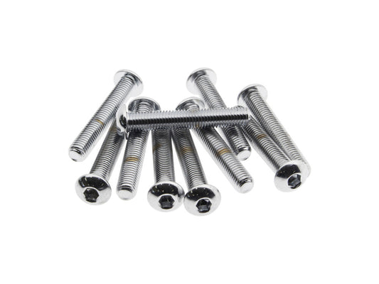 1/4-28 x 1-1/2in. UNF Button Head Allen Bolts - Chrome. Pack 10.