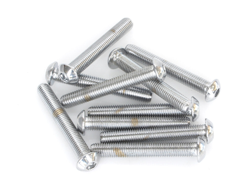 1/4-28 x 1-3/4in. UNF Button Head Allen Bolts - Chrome. Pack 10.