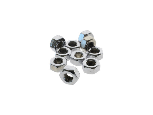 1/4-28 UNF Hex Nuts - Chrome. Pack 10.