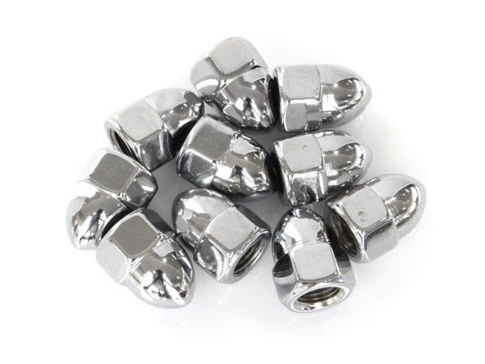 3/8-24 UNF Acorn OEM Style Nuts - Chrome. Pack 10.