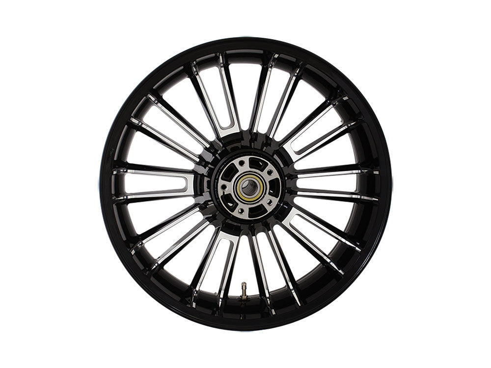 18in. x 5.50in. wide Atlantic 3D Wheel with Rear Hub - Black Cut. Fits Touring 2009up with ABS