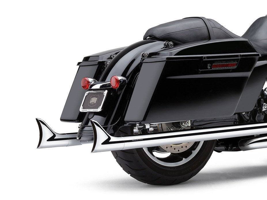Speedster Dual Exhaust - Chrome with Chrome Fishtail Tips. Fits Touring 2017up.