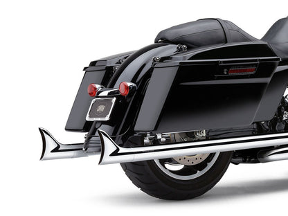 Speedster Dual Exhaust - Chrome with Chrome Fishtail Tips. Fits Touring 2017up.