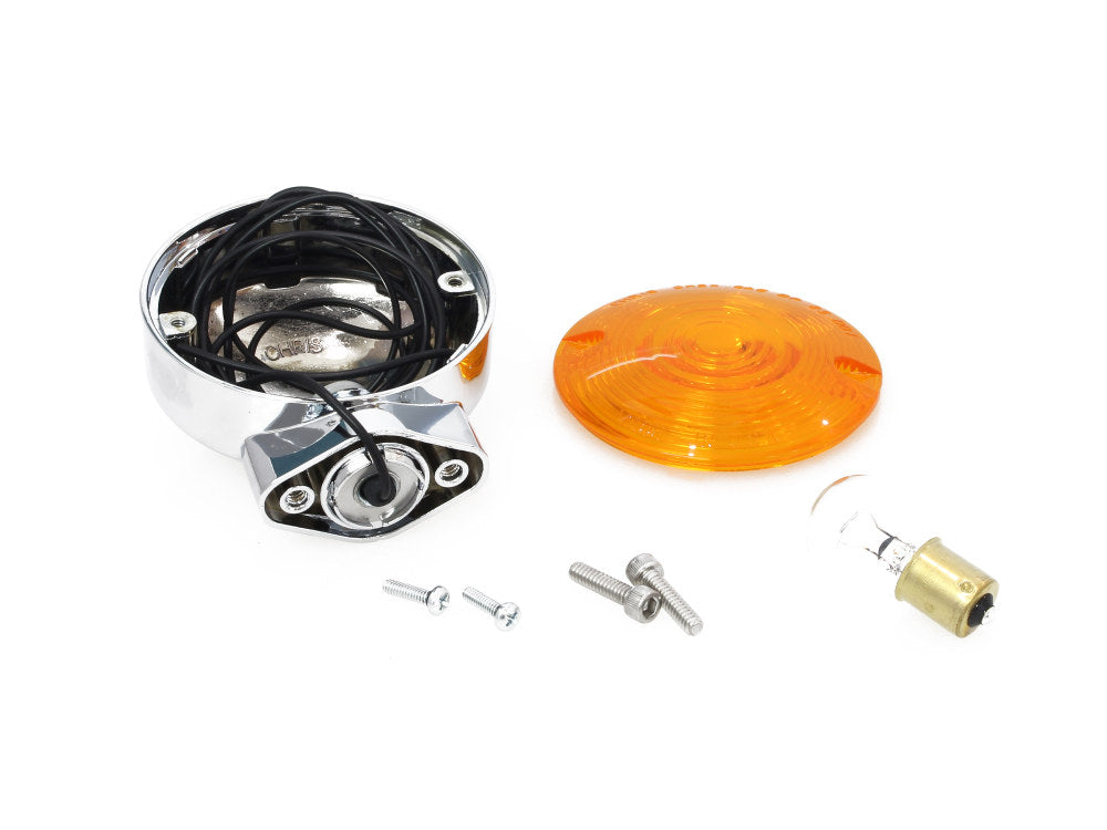 Turn Signal with Amber Lens. Fits FL Softail 1986-2017, Front & Rear.