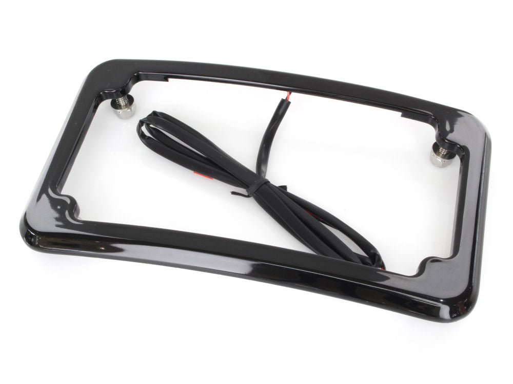 Curved Number Plate Frame with Number Plate Light Only - Black.
