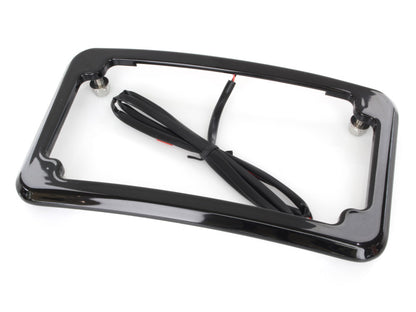 Curved Number Plate Frame with Number Plate Light Only - Black.
