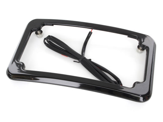 Curved Number Plate Frame with Number Plate Light Only - Black.