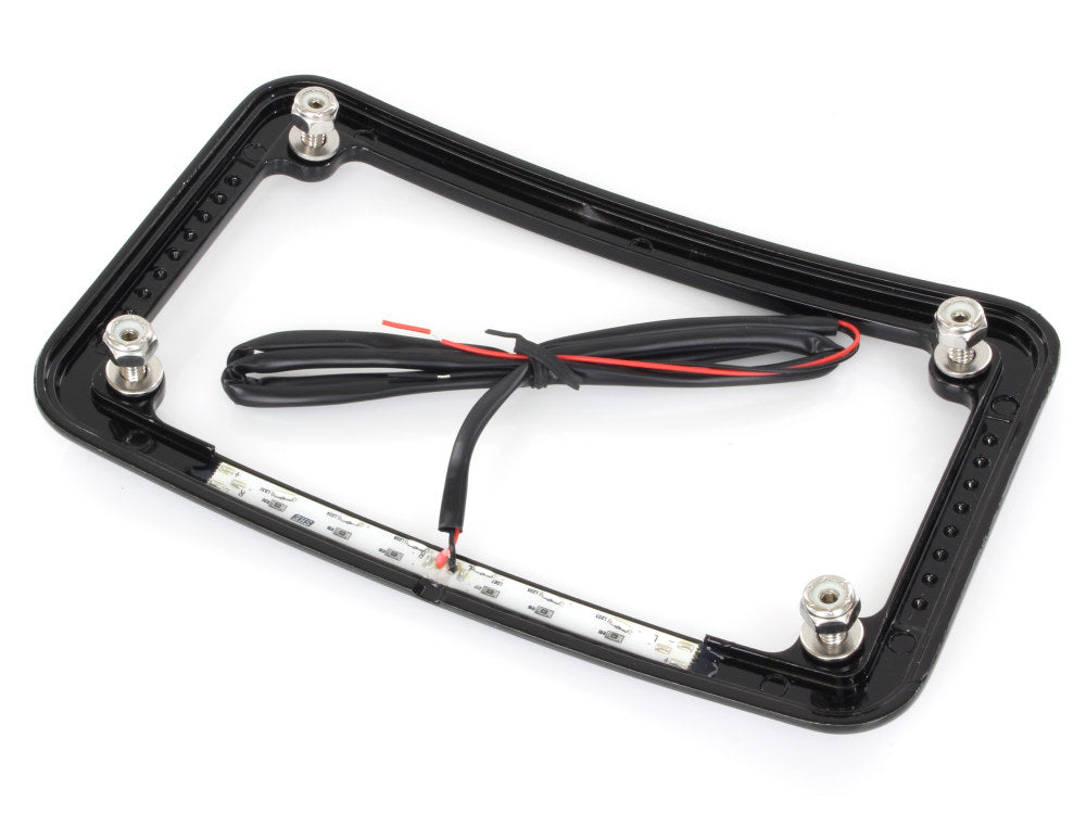 Curved Number Plate Frame with Number Plate Light Only - Black.