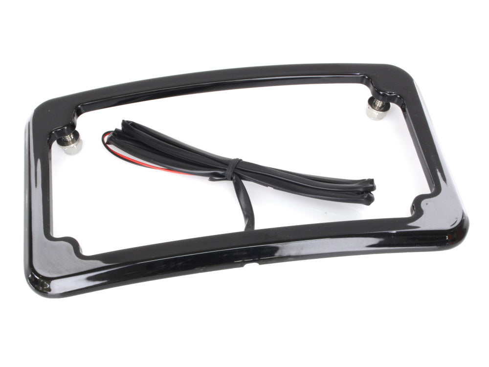 Curved Number Plate Frame with Number Plate Light Only - Black.
