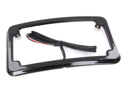 Curved Number Plate Frame with Number Plate Light Only - Black.