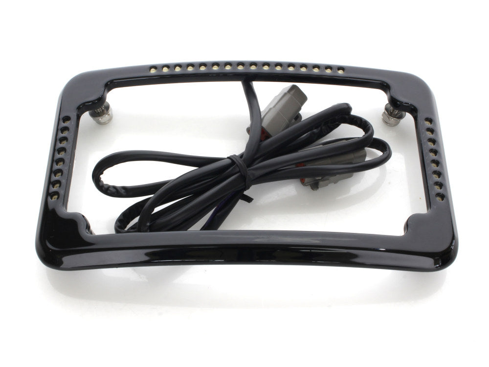 Curved Slick Signal Run, Turn, Brake & Number Plate Frame - Black. Fits Softail 2011-2017.