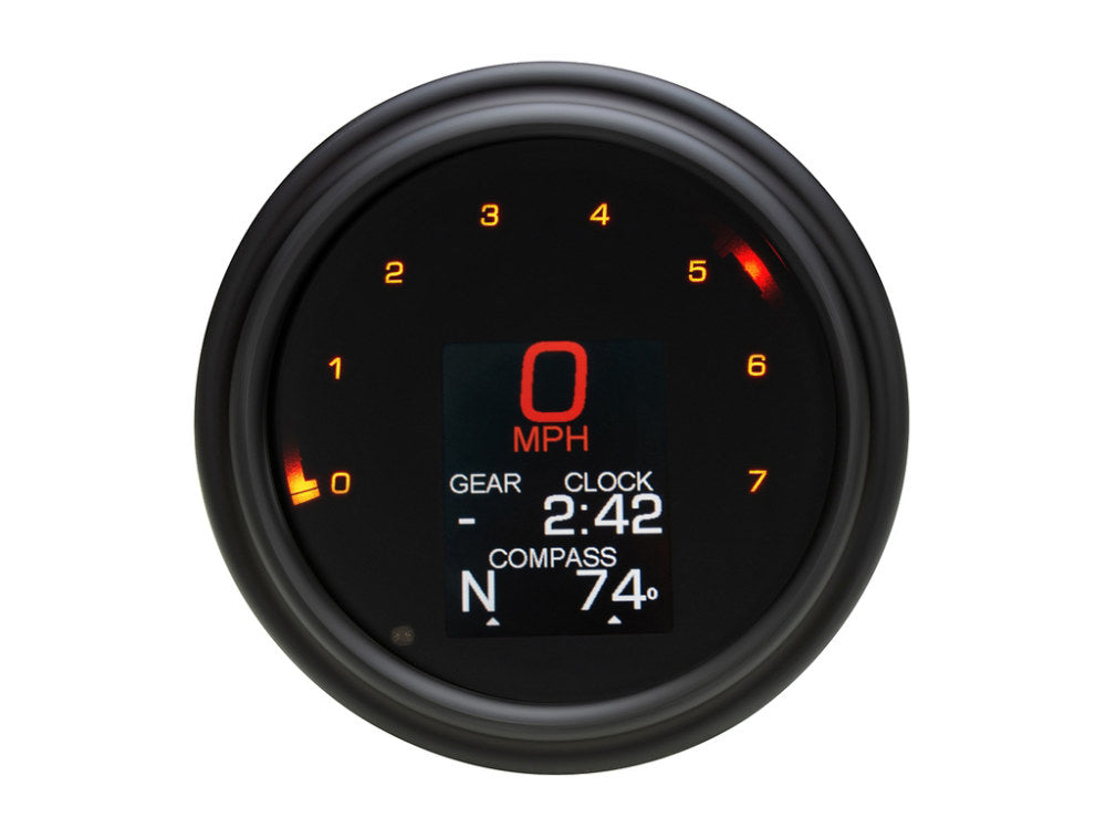 4-1/2in. Tank Mount KPH Speedometer with Tachometer - Black. Fits Softail 2004-2010 & Dyna Wide Glide 2004-2008.