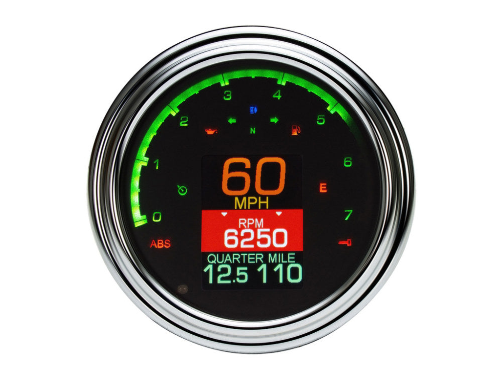 4-1/2in. Tank Mount KPH Speedometer with Tachometer - Chrome. Fits Softail 2011up, Road King 2014up & Dyna Switchback, Custom & Fat Bob 2012-2017.