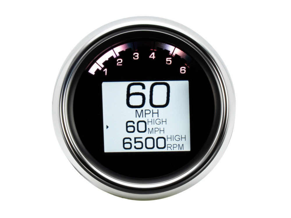 3-3/8in. Round KPH Speedometer with Tachometer - Chrome. Fits Dyna & Sportster 1994-2003.