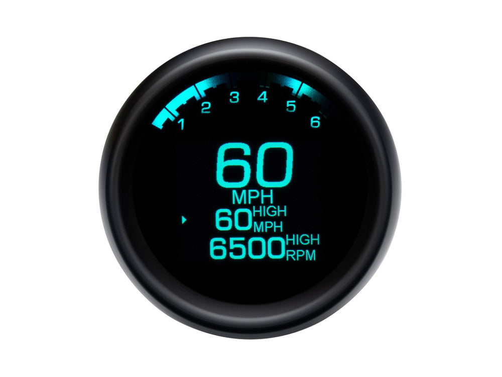3-3/8in. Round KPH Speedometer with Tachometer - Black. Fits Dyna 2004-2011 & Sportster 2004-2013.