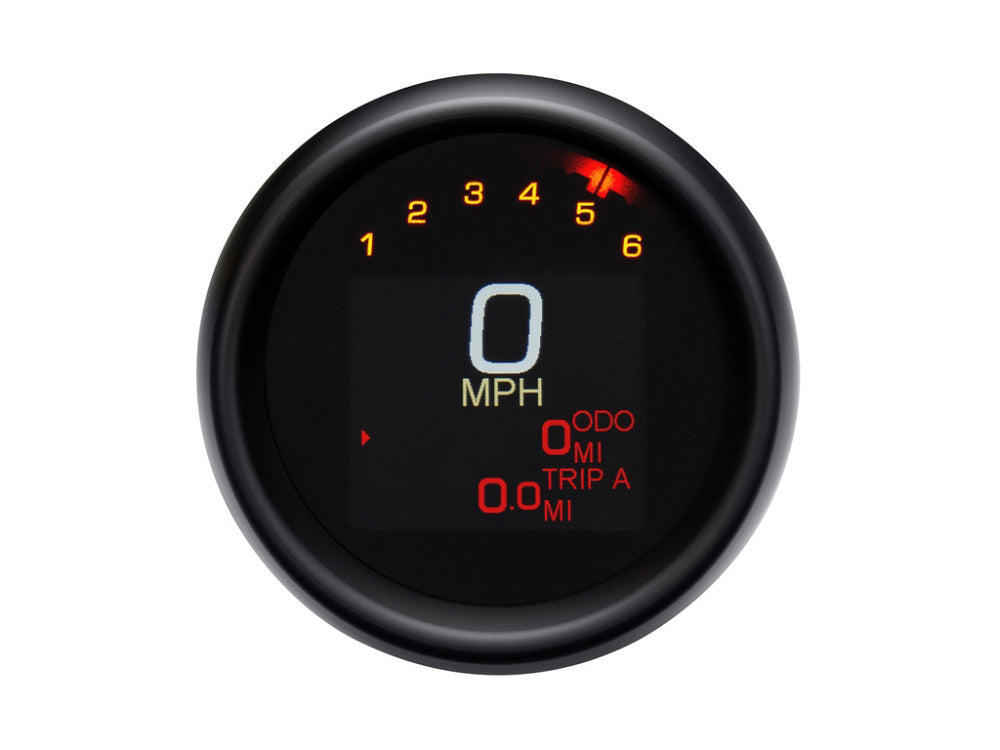 3-3/8in. Round KPH Speedometer with Tachometer - Black. Fits Dyna 2004-2011 & Sportster 2004-2013.