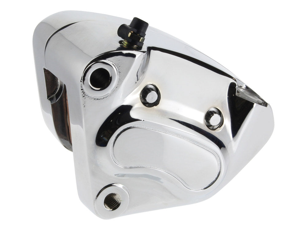 OEM Style 4 Piston Front Left Brake Caliper - Chrome. Fits Big Twin 2000-2007 & Sportster 2000-2003.