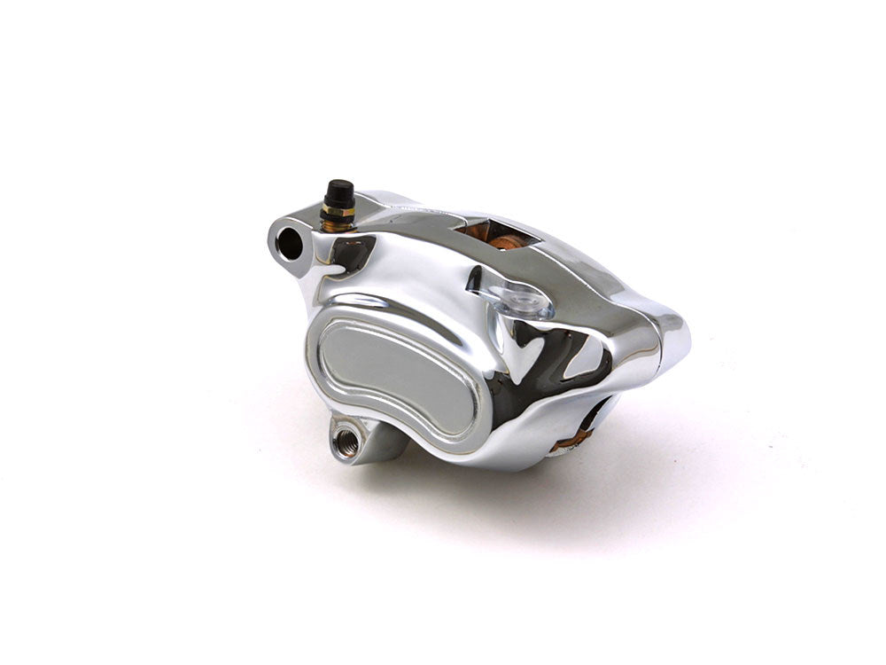 OEM Style 4 Piston Front Left Brake Caliper - Chrome. Fits Softail 2008-2014 & Dyna 2008-2017