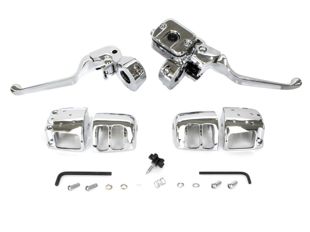 Handlebar Control Kit - Chrome. Fits Big Twin 1996-2010 & Sportster 1996-2003 with Single Disc Front Brake.